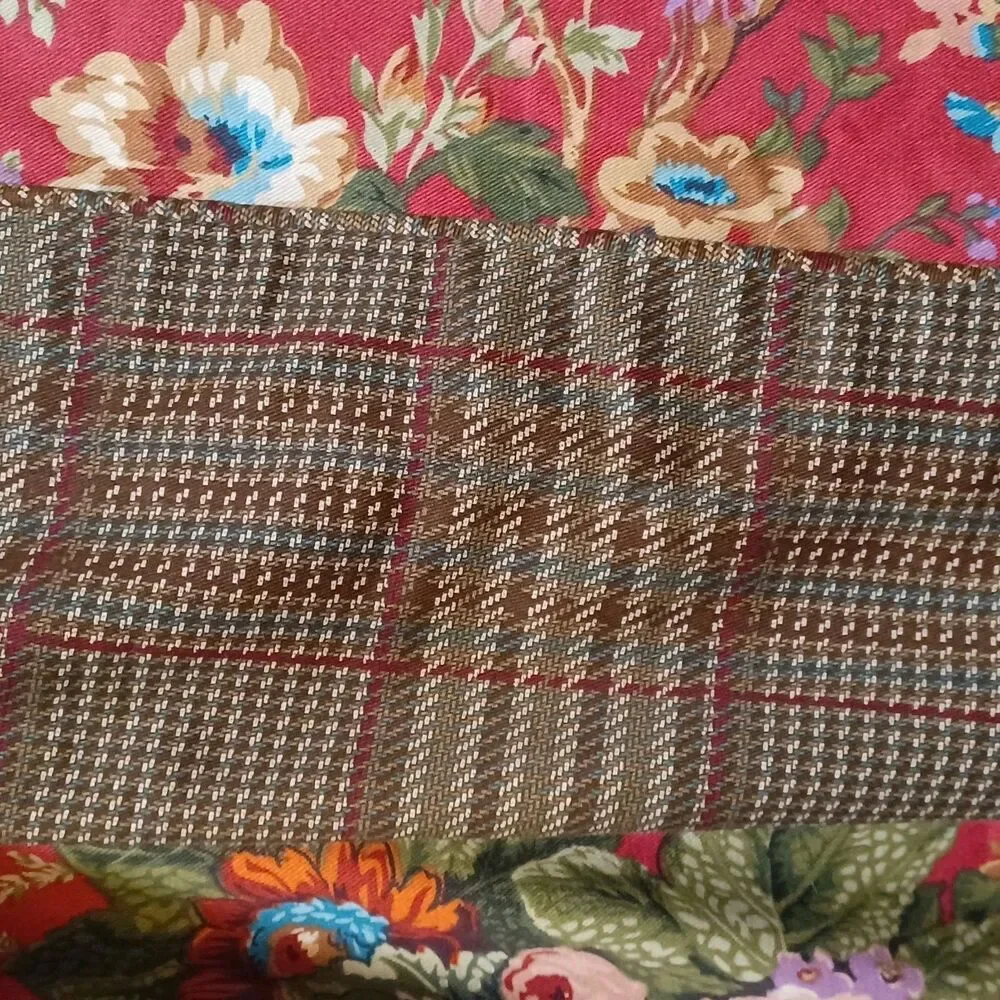 Ralph Lauren Chaps Standard Summerton Pillow Sham Set 2 Red Floral Houndstooth
